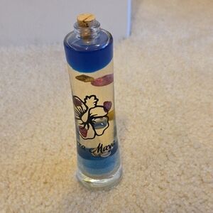 Riviera Maya Floral Glass Bottle with Blue Accents